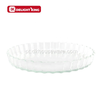 Assadeira de vidro forma de torta com design canelado
